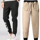 2 Pieces Men Athletic Pants Sherpa Lined Sweatpants Active Winter Fleece Trousers Running Hikiing