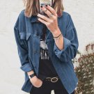 Women Button Down Shirt Corduroy Top Long Sleeve Blouse Oversized Loose Casual Pocket Leisure