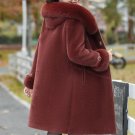 WINE Down jacket medium and long fox fur collar middle-aged and elderly mothers' new winter Hooded