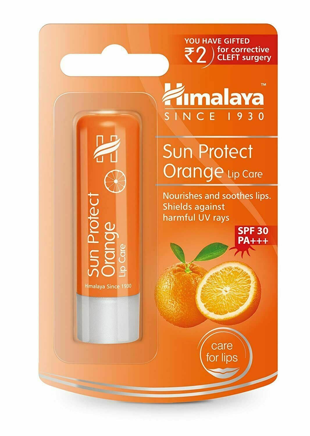 Himalaya Herbal Sun Protect ORANGE Lip Care Lip Balm SPF 30 PA+++4.5gm FREE SHIP