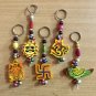 5 PC Handmade Assorted- Elephant Parrot Ganesh Sathiya Sun- Key ring Key Chain