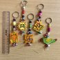 5 PC Handmade Assorted- Elephant Parrot Ganesh Sathiya Sun- Key ring Key Chain