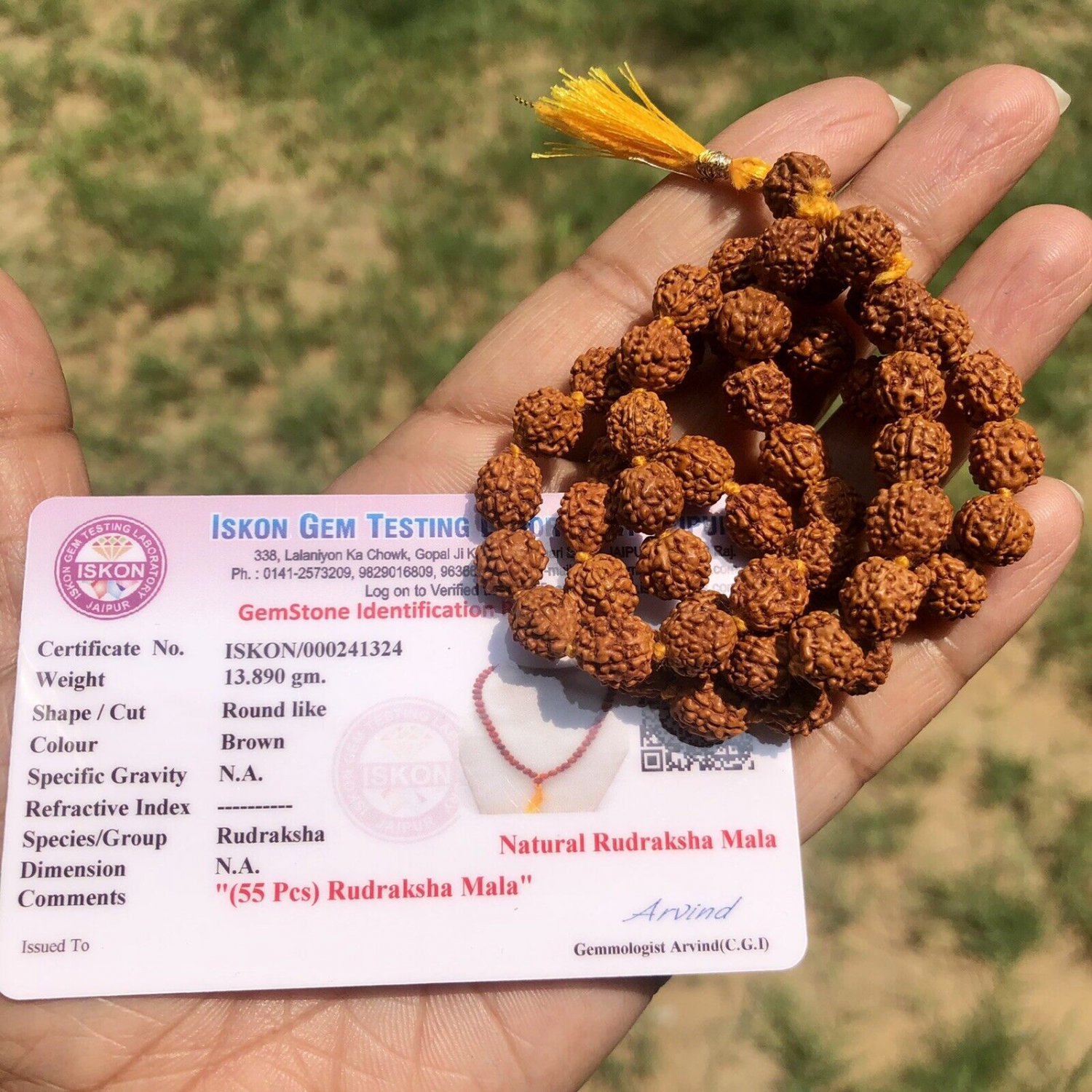 LAB CERTIFIED Natural 5 Mukhi RUDRAKSHA Rudraksh Mala ROSARY 54+1 Prayer Beads