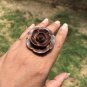 Kadamb Wood Rose Flower Carved Handmade Ring, 35 mm dia, US 8 Ring Size, D5