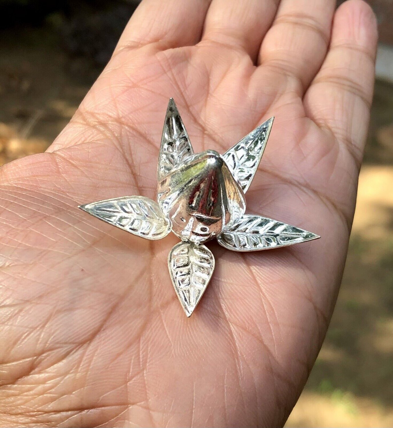 925 Sterling Silver Handmade Coconut with Ashoka Asoca Leaves, Shriphal, nariyal