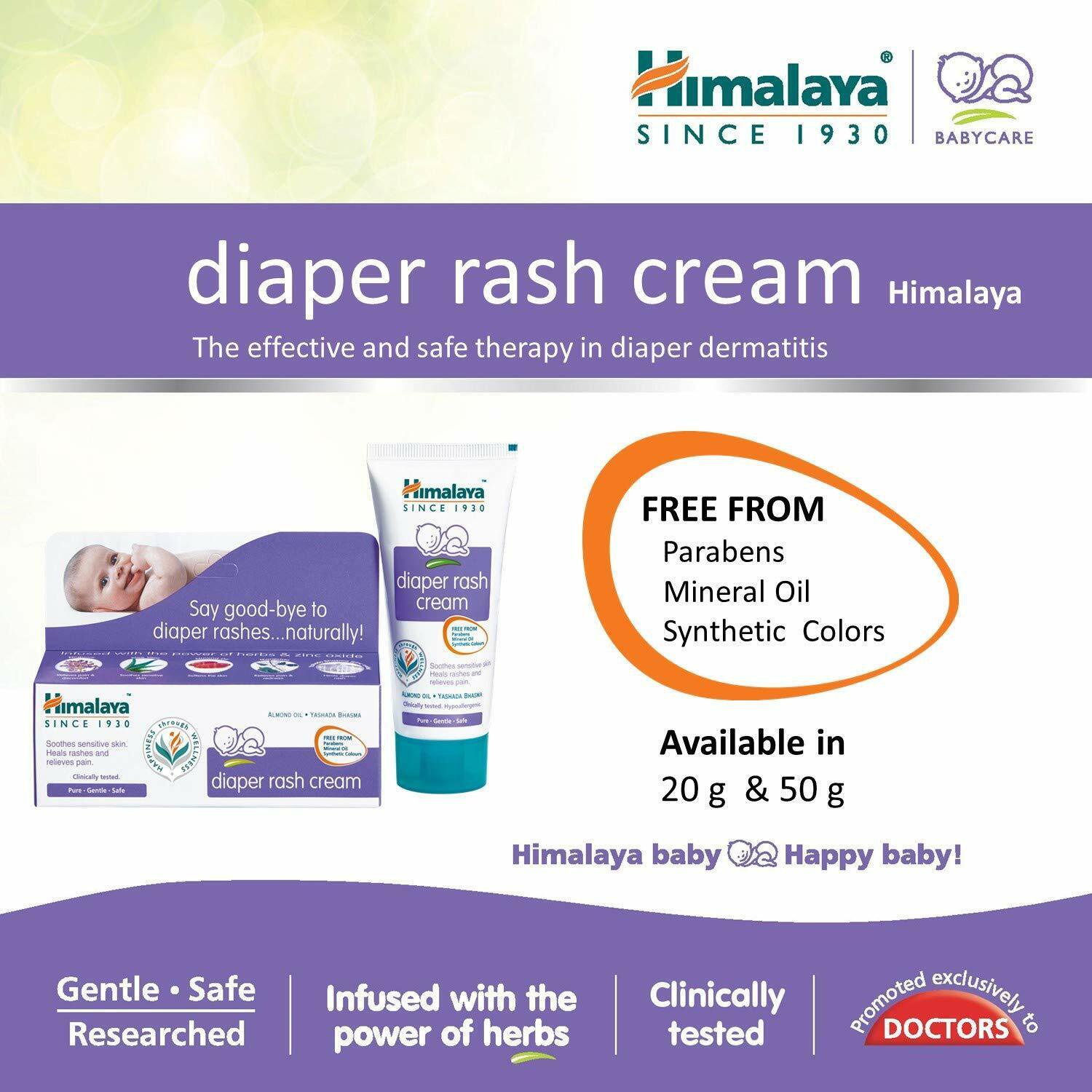 3 x 20 gm Himalaya Baby DIAPER RASH CREAM with Almond Oil & Yashada Bhasma
