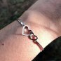 925 Sterling Silver HEART LOVE Bracelet Jewelry, Sliding Chain 3.54 gm Free Ship