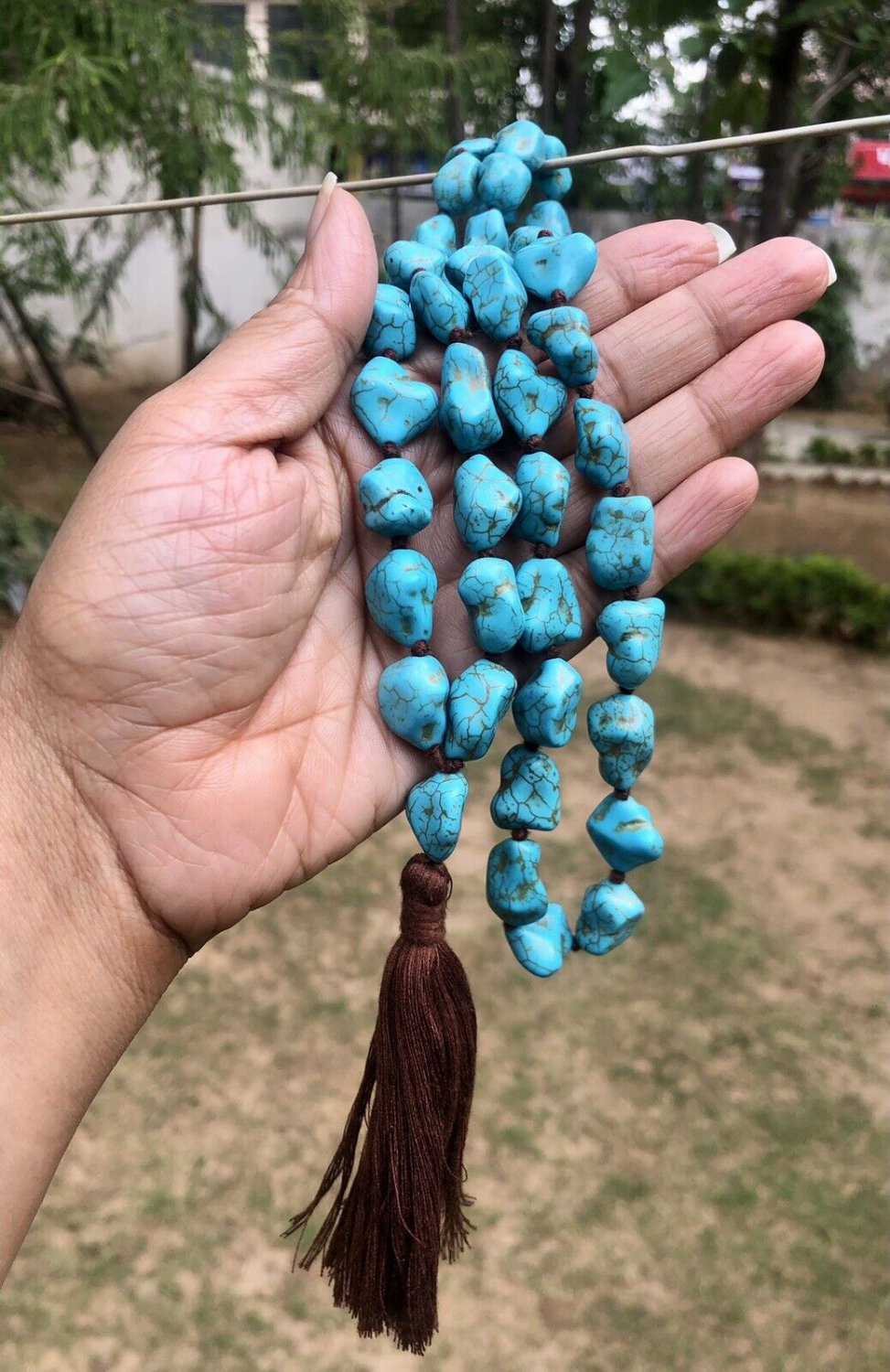 54+1 Beads 40" Created Turquoise Tumbles Jaap Rosary, Japa Mala Energized