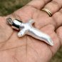 925 Sterling Silver and Pearl CROSS, High Polish, Handmade, 9.36 gram Free Ship