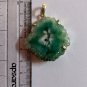 925 Sterling Silver Plated, Light Green Druzy Geode Agate Stone Pendant, 3