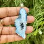 925 Sterling Silver Plated, Turquoise Blue Druzy Geode Agate Stone Pendant 1