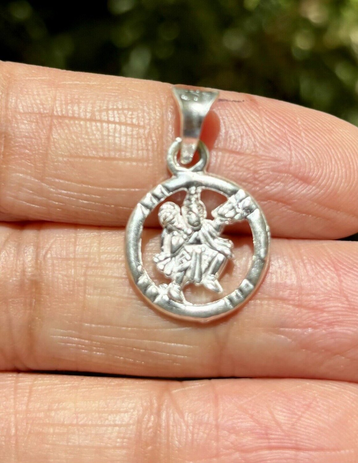 999 Silver Lord Hanumana Hanuman Pendant Evil Eye Protection Hindu Locket Circle