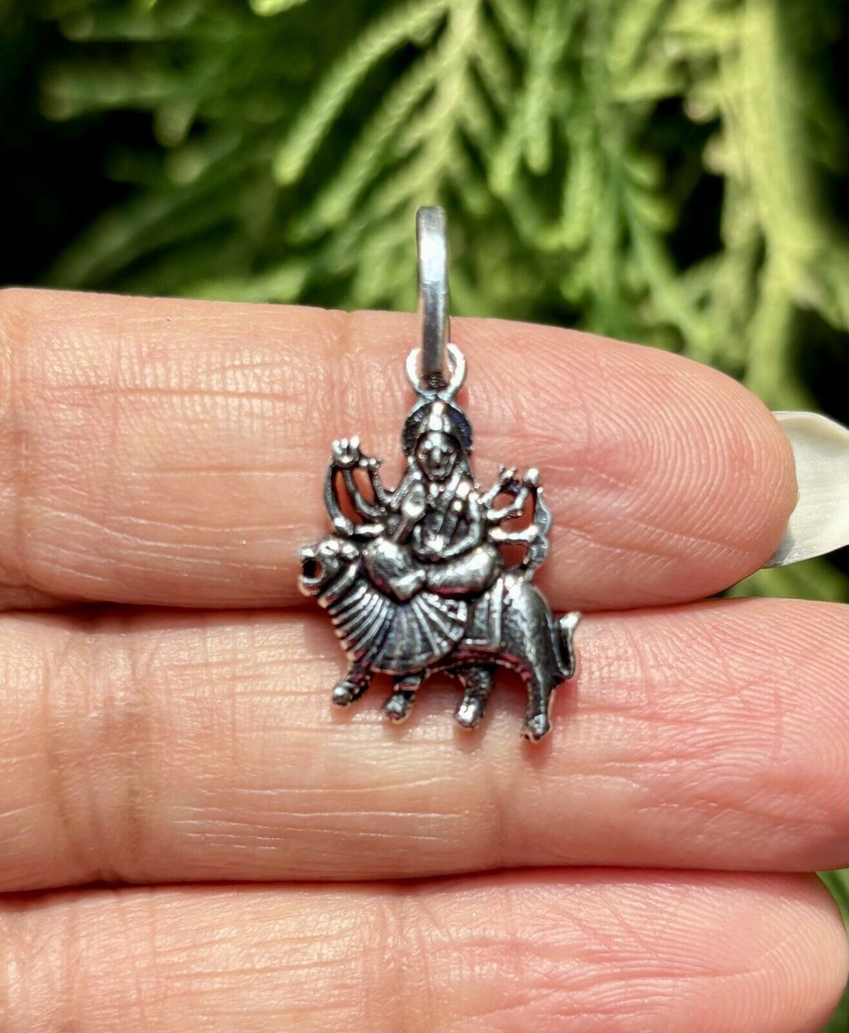 925 Sterling Silver Devi Durga Antique Handmade Pendant Jewelry 2.1 GM