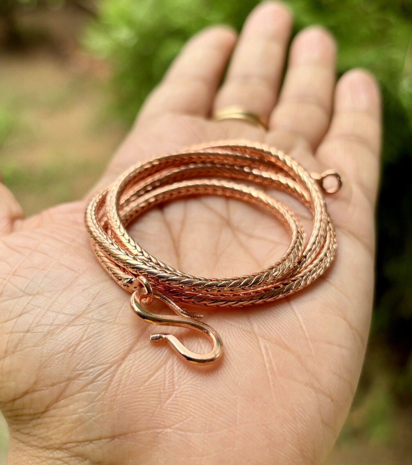 24 inch Pure Copper Hollow Foxtail Chain Necklace, Healing Copper Jewelry