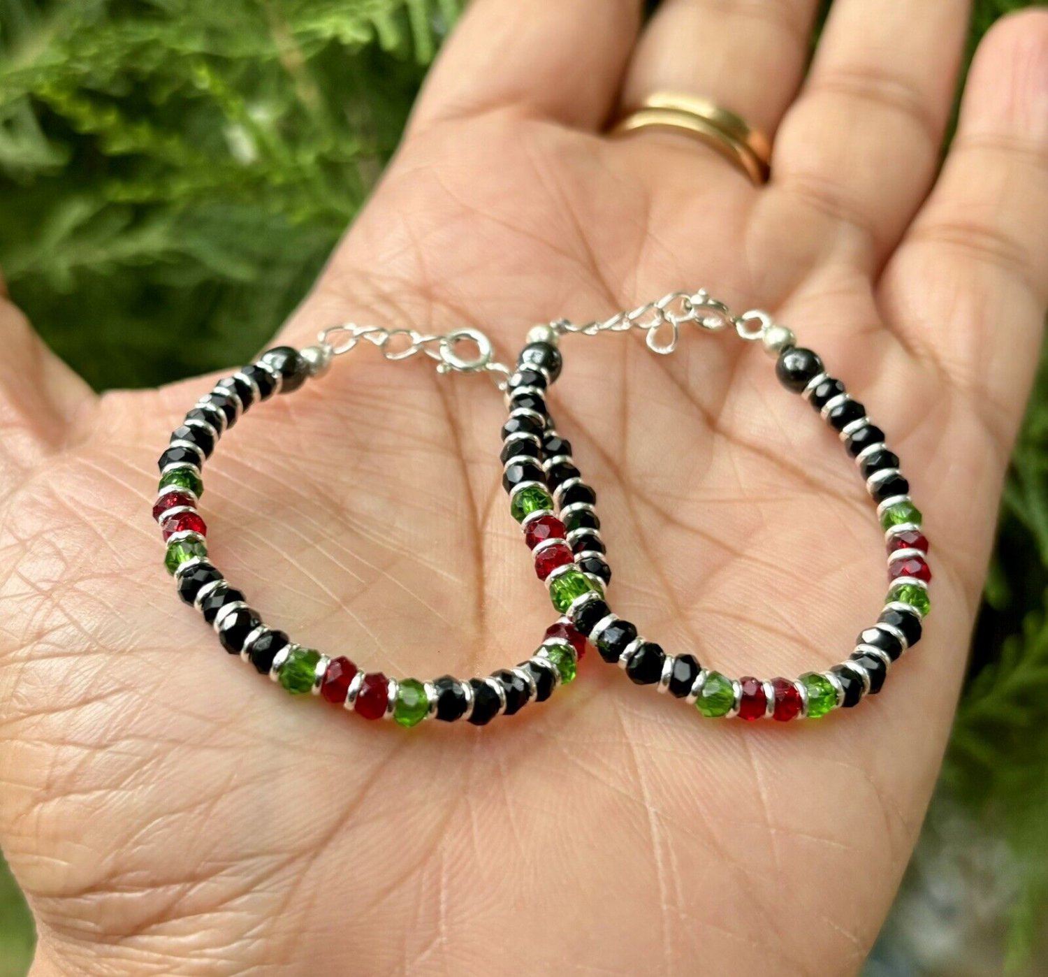 2 Pc 925 Silver Evil Eye Protection Bracelet 4" Amulet Nazariya Kids Infants Mul