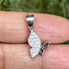 925 Sterling Silver BUTTERFLY Charm Pendant  Cz Small Minimal Jewelry 1.84 g