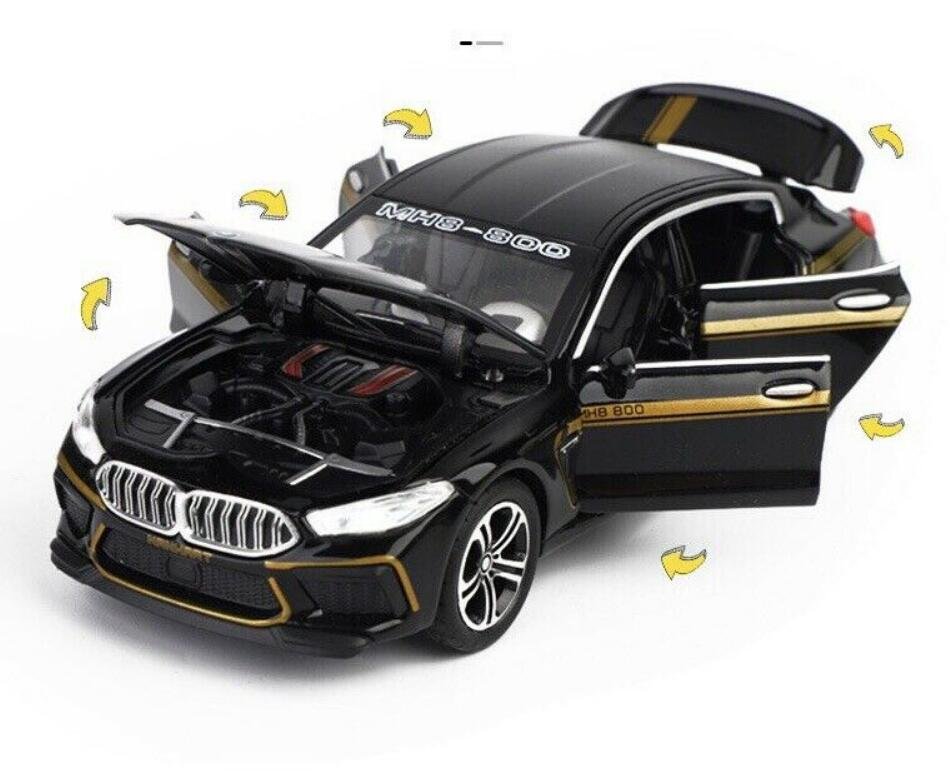 1:32 Scale BMW M8 Sedan Model Alloy Diecast Toy Collection Sound&Light Gift