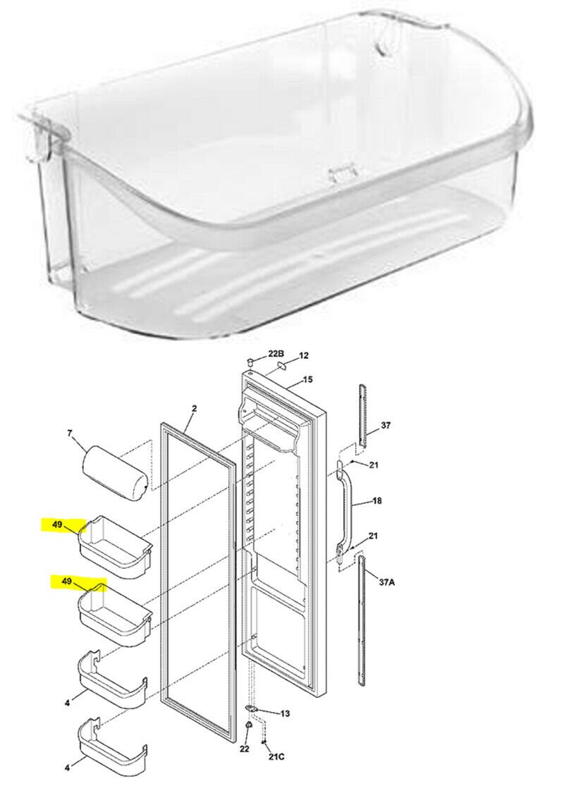 Fresh Door Upper Bin Shelf 240356402 Frigidaire FFSS2625TS0 FGUS2632LE2 Fridge