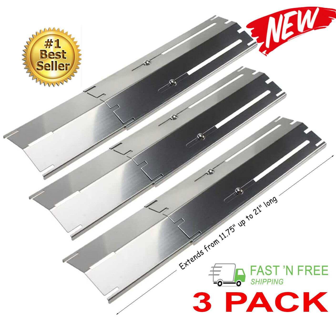 3PCS Universal Adjustable Heat Plates Shieldfor Brinkmann Charbroil Gas Grills
