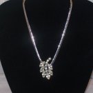 Rare Garne Rhintestone Necklace Rhodium Polished Chain