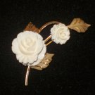 Cultra 14k GF Carved Ivory Rose Leaf Brooch/Pin