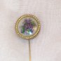 Trifari  Gold-tone Stick/hat Pin purple violets transfer