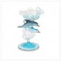 Blue Dolphins Glass Candle Holder