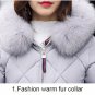 Woman Down Jackets Winter Coats Long Slim Solid Jackets Women Parkas Zip Fur Collar Women Clothes