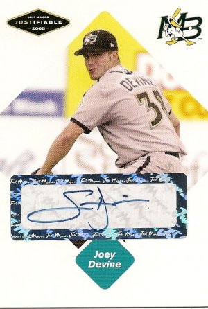 JOEY DEVINE #1 Draft Pick with the Atlanta Braves 2005 certified AUTOGRAPHED Rookie Card
