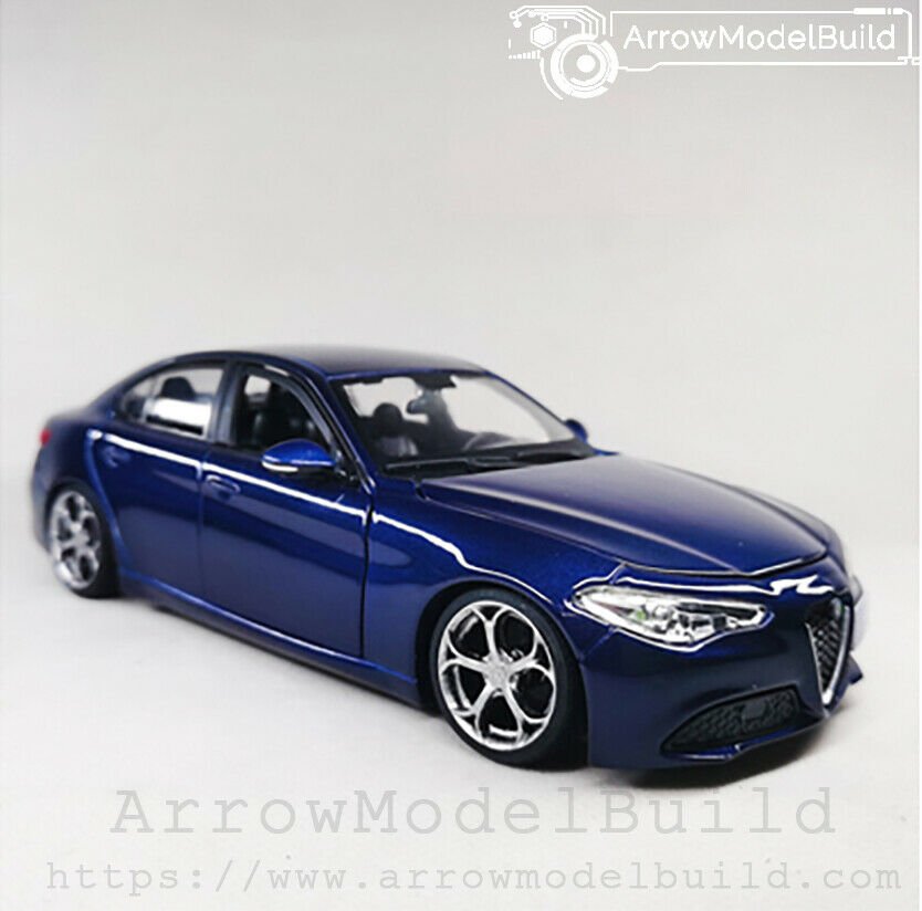 ArrrowModelBuild Alfa Romeo Giulia Blue 4-Leaf Wheels Built & Painted 1/24 Model Kit