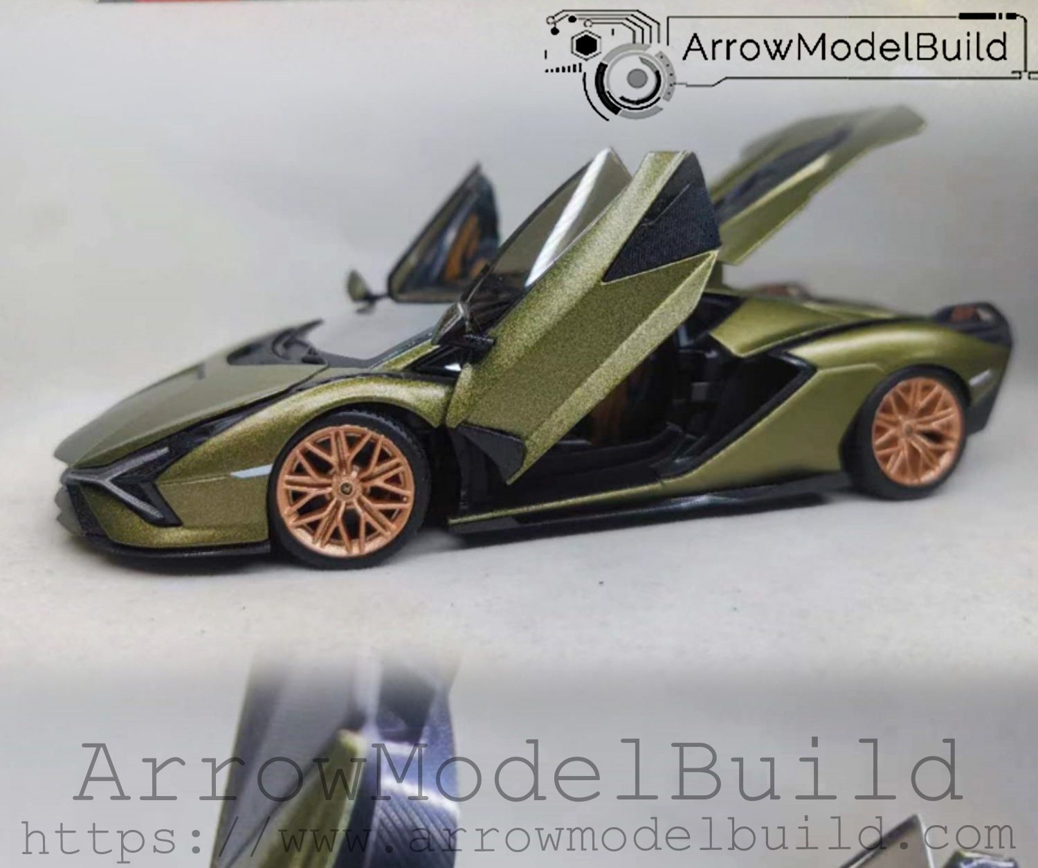 ArrowModelBuild Lamborghini Si&Atilde;&iexcl;n FKP 37 (Green) Built & Painted 1/24 Model Kit