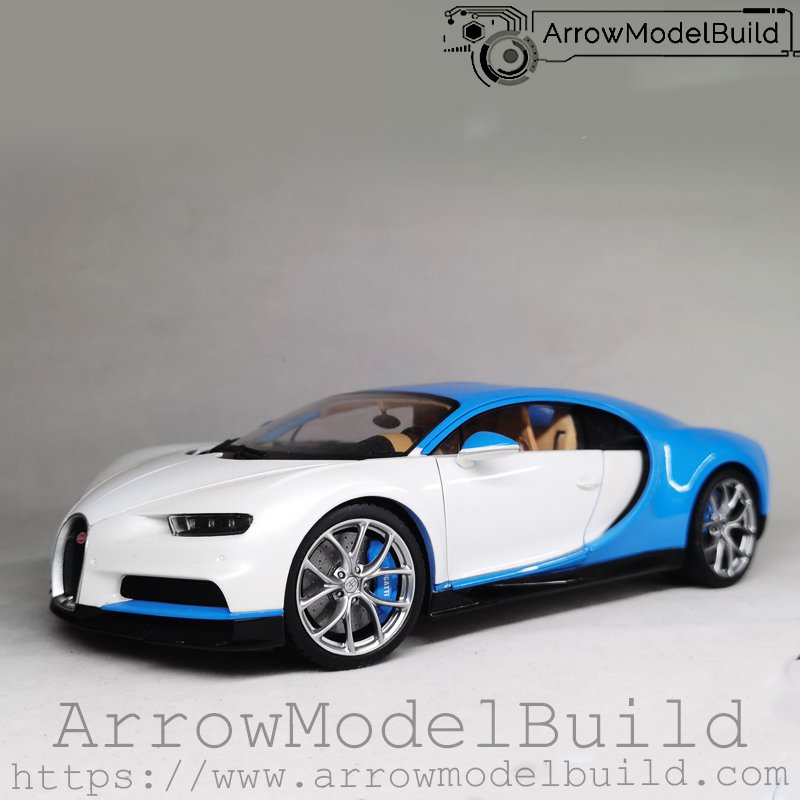 ArrowModelBuild Bugatti Chiron (Blue + White) Built & Painted 1/18 Model Kit