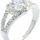 Women 925 Sterling Silver Crystal Love Heart Shaped Ring Bridal Wedding Jewelry Wedding Band
