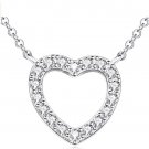 Heart Necklace 925 Sterling Silver Heart Pendant with Cubic Zirconia