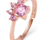 Adjustable Open Ring Cute Puppy Pet Cat Claw Ring Rose Gold Cubic Zirconia