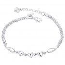 925 Sterling Silver Bracelet, Women's Charm Love Heart Wings Chain Bracelet