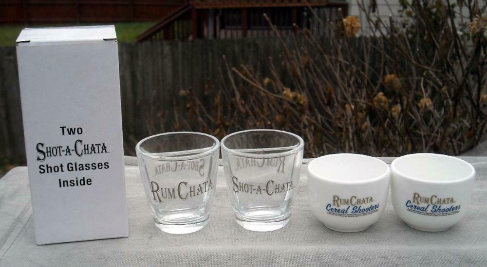 2 Rum Chata Cereal Shooter Bowl Shooters & 2 Shot A Chata Divided Shot