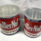 2 Vintage Red Butter-Nut Metal Coffee Cans 32 oz & 48 oz with Lids