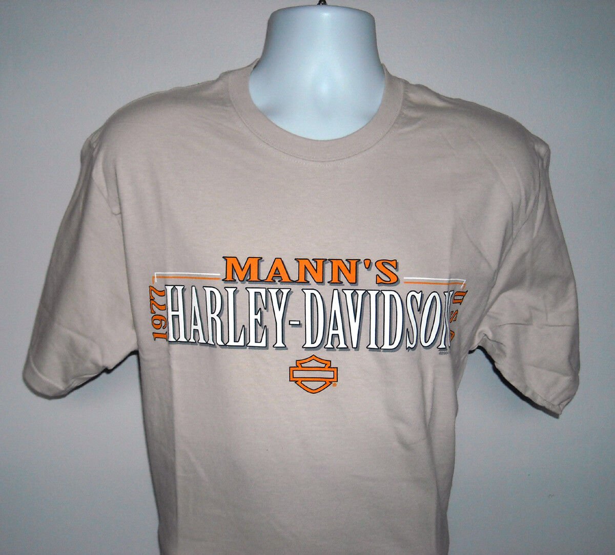 New Mens Harley Davidson Mann's Columbus Indiana t shirt Medium tan