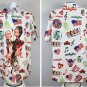 Rolling Stones Hawaiian Button Down Shirt Mens Large Caricatures Pot Smoking