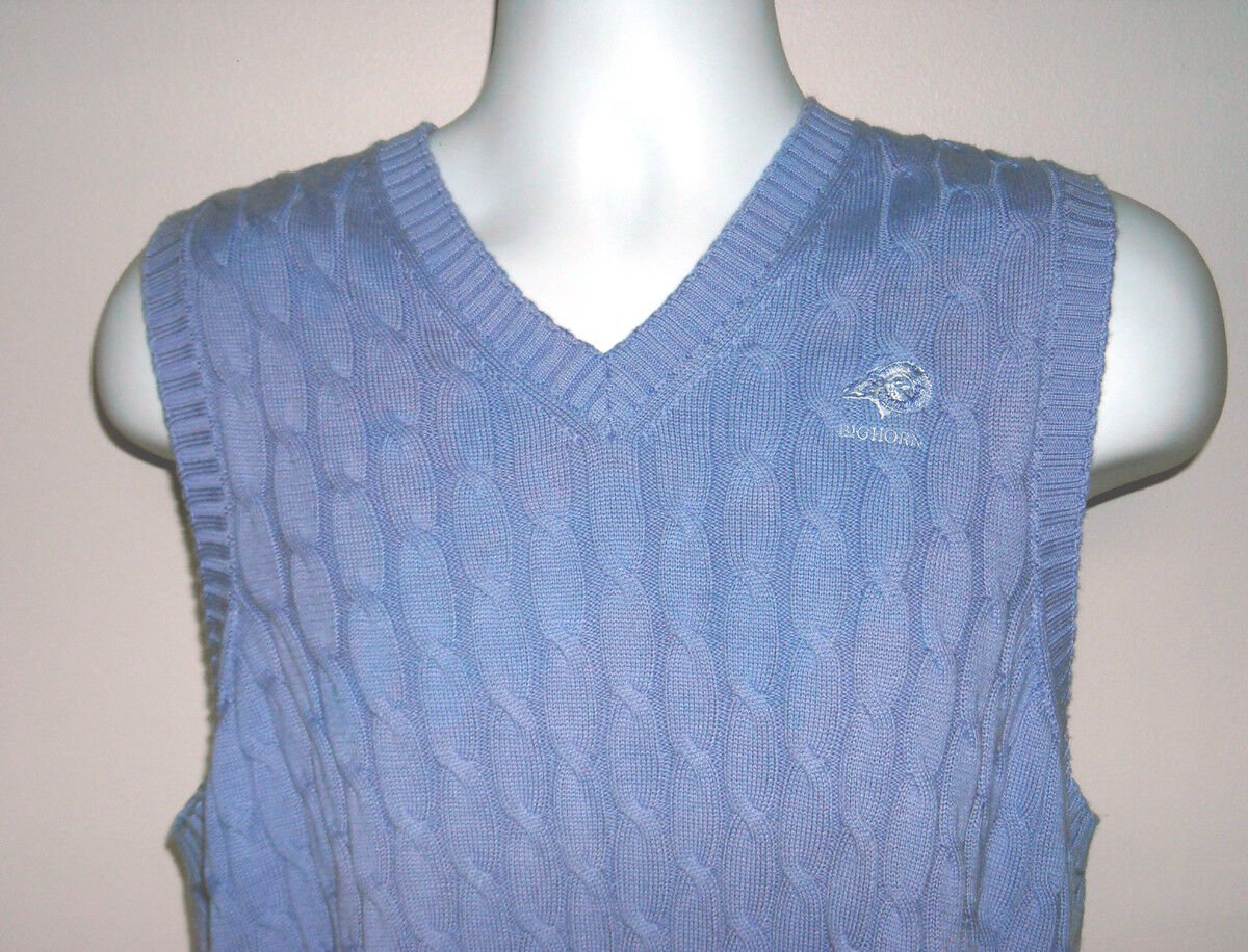 Mens Bobby Jones Bighorn Golf Cable Sweater Vest Medium Purple $124 Cotton
