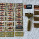 Gem Brass Safety Razor + 26 Pal Hollow Ground Treet Star Razor Blades NOS
