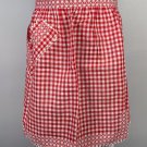 Womens Handmade Cotton Kitchen Apron Half Waist Red White Checked Gingham