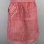 Womens Handmade Cotton Kitchen Apron Half Waist Red White Checked Gingham