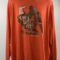 Life is Good Live & Let Fly Camo Eagle Logo Long Sleeve T shirt Mens XXL Orange