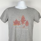 Life is Good Leaves Maple Oak Birch Leaf Logo Crusher T Shirt Womens Medium Gray