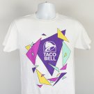 Taco Bell T Shirt Mens Small White 100% Cotton Colorful Traingles