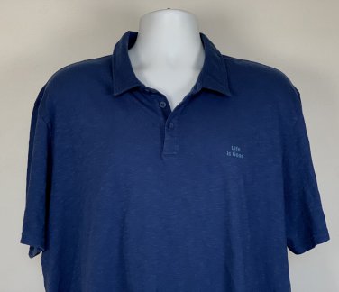 NWT Life is Good Classic Fit Polo Shirt Mens XL Blue 100% Cotton