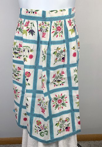 Womens Handmade Cotton Kitchen Apron Half Waist Tulips Strawberries Floral