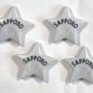 4 New Sapporo Beer Ceramic Logo Stars Hollow 2" 4 New Sapporo Beer Ceramic Logo Stars Hollow 2"
